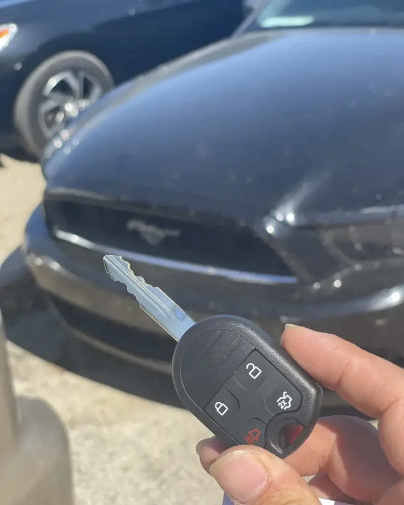 Ford Mustang car key made by 24/7 Quick Locksmith in the Coachella Valley
